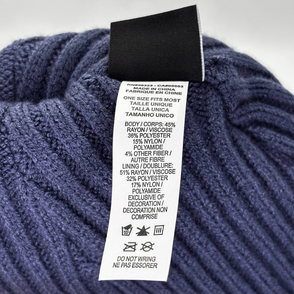 NEW Nike Beanie Hat Blue Heather Rib Knit Fleece Lined Cuffed NWT One Size Women - Picture 3 of 8